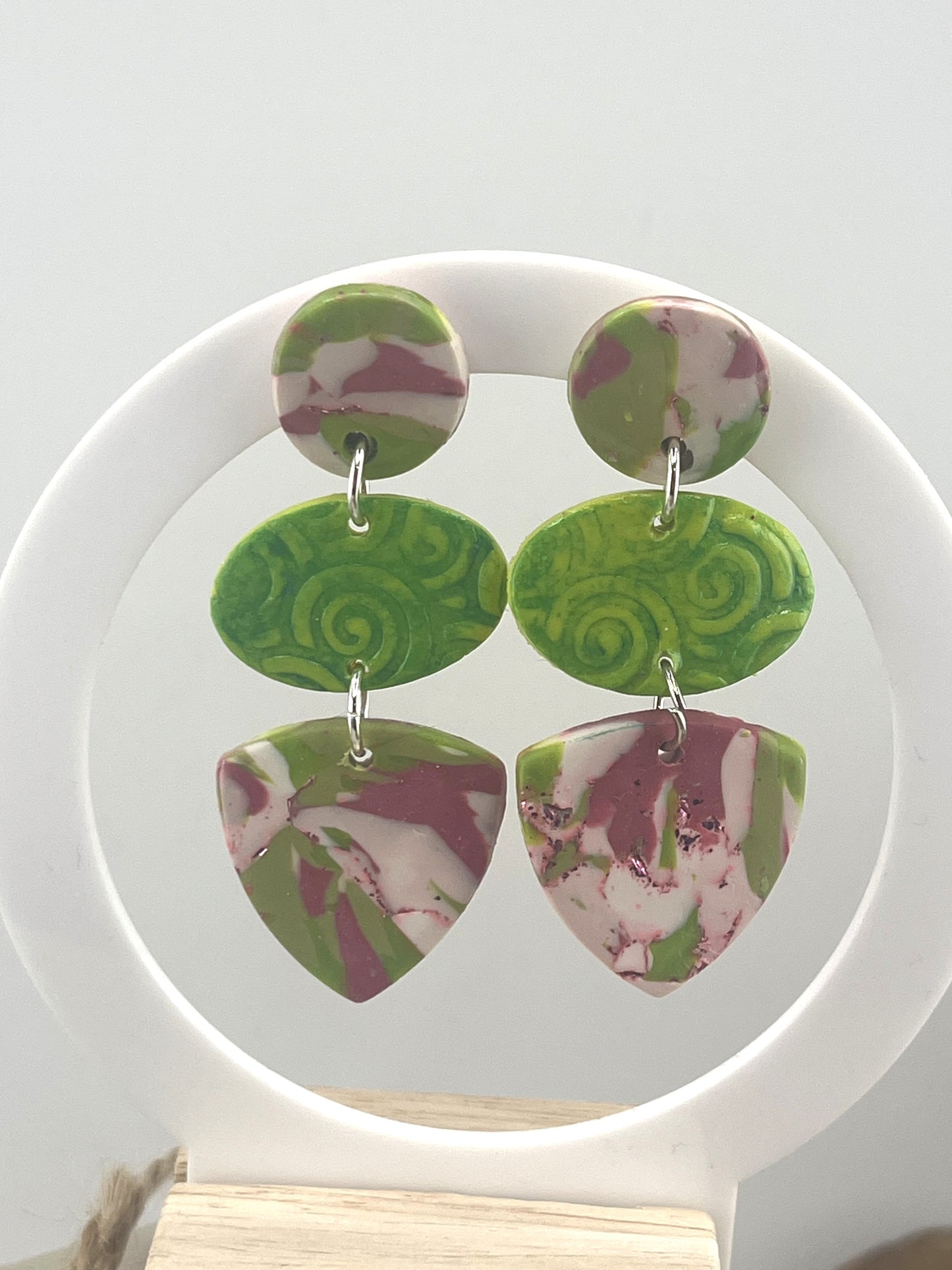 Pink and Green Spring Earrings