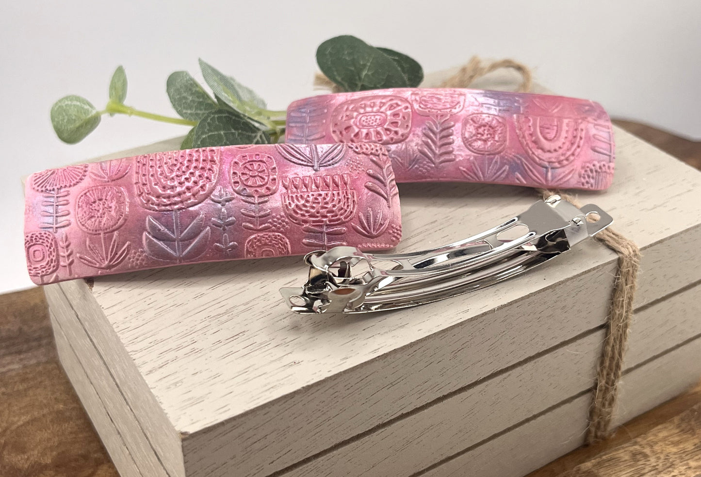 Hair Barrette - Pink with shades of blue