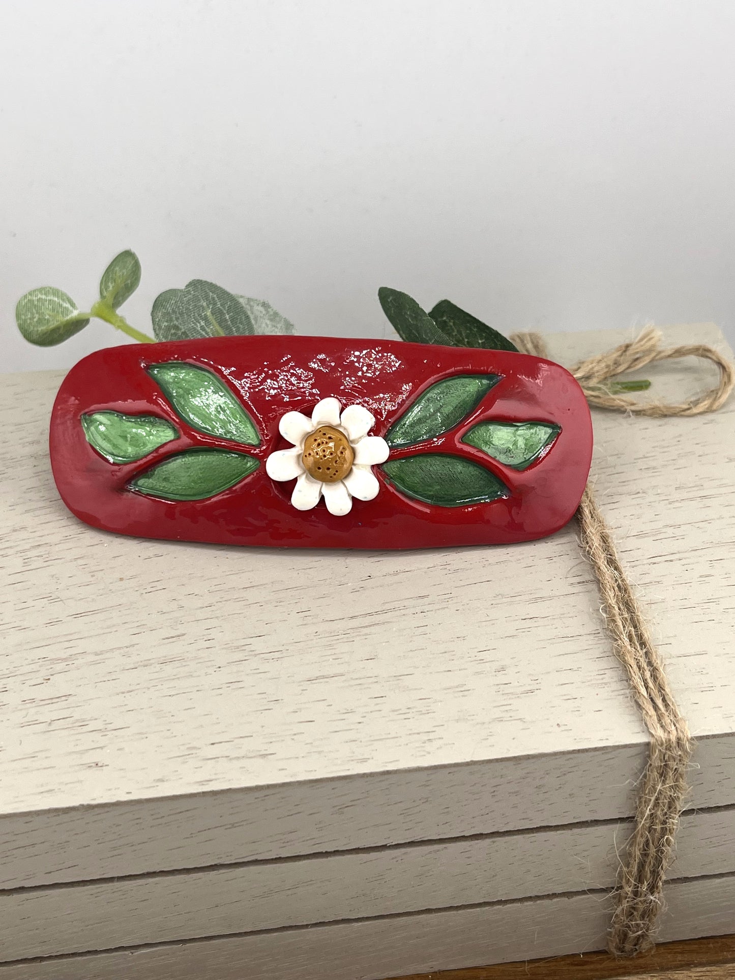 Red Hair Barrette - Hand Painted