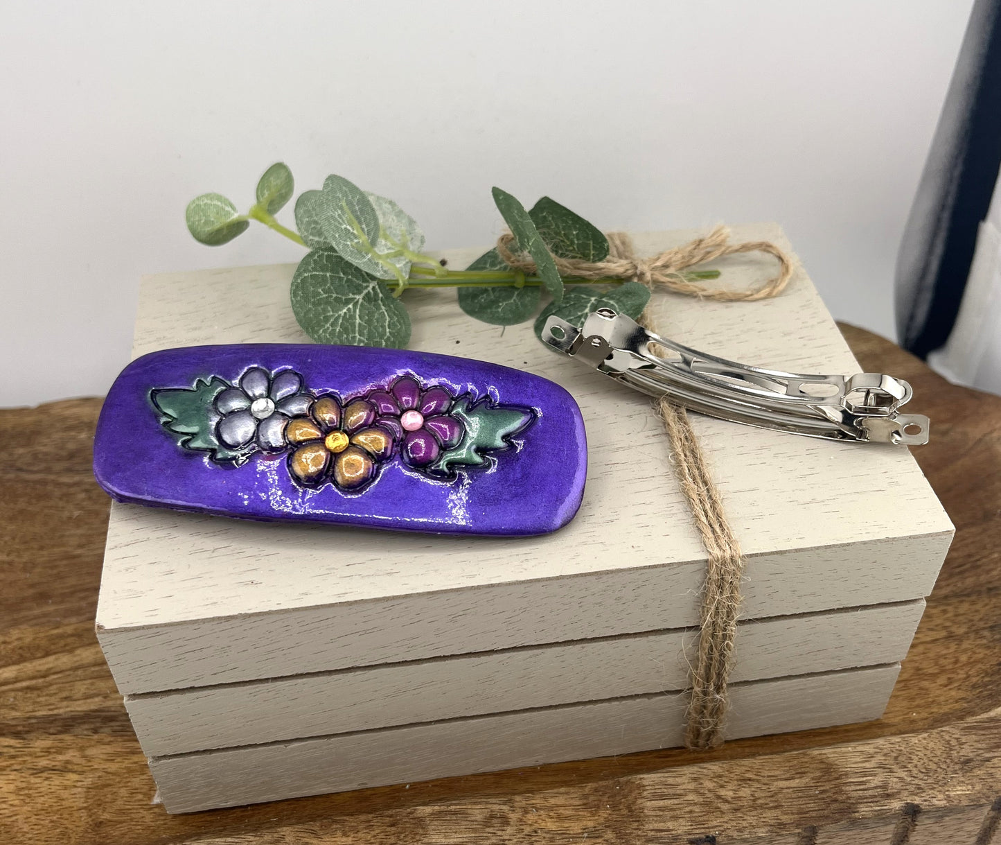 Hair Barrette - Hand Painted in Brilliant Purple