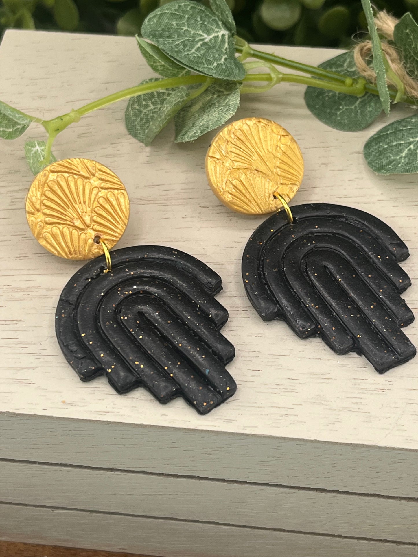 Black and Gold Art Deco Earrings