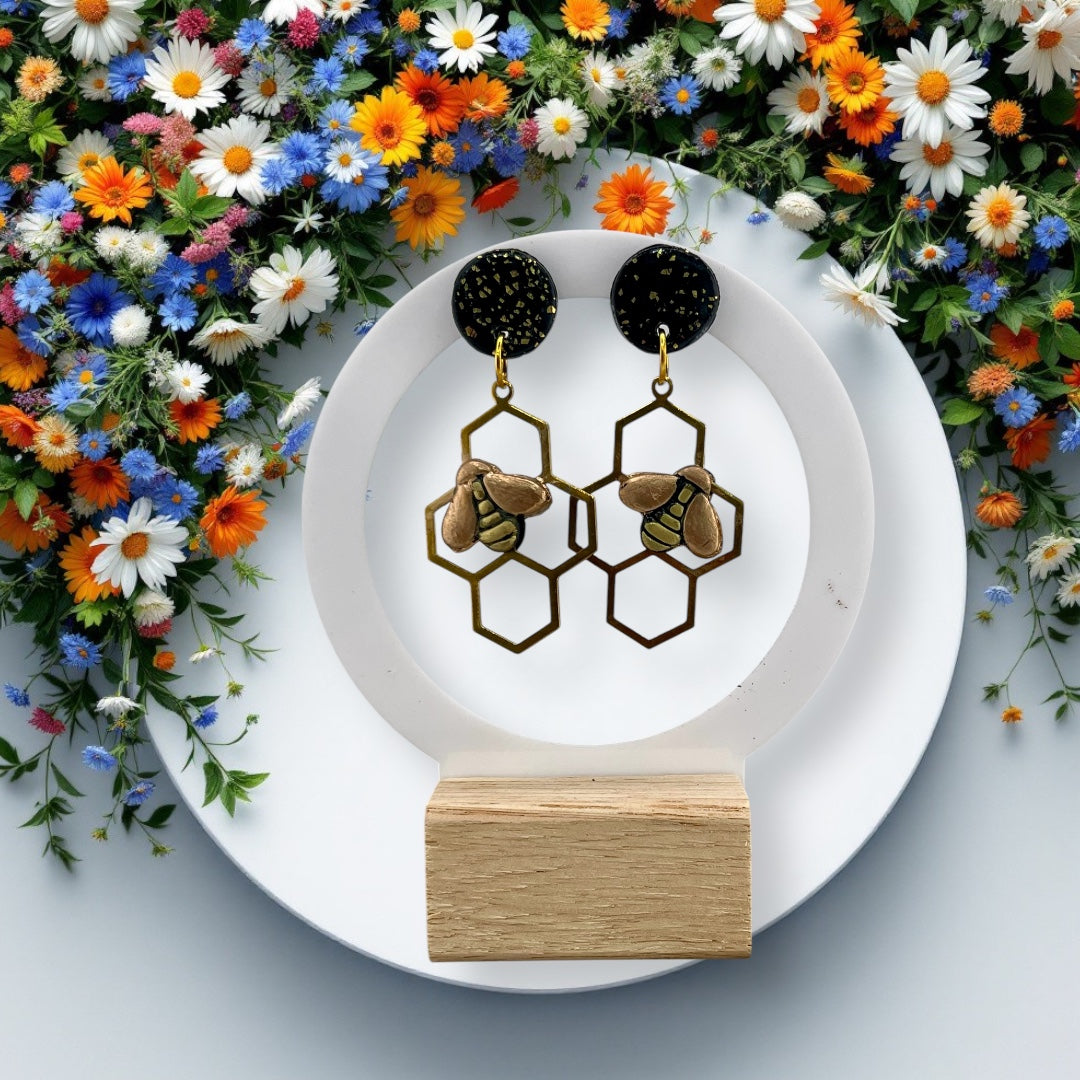 Polymer Clay Bee Earrings