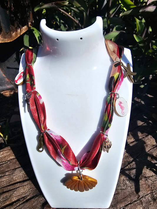 Golden Seashell Scarf Necklace