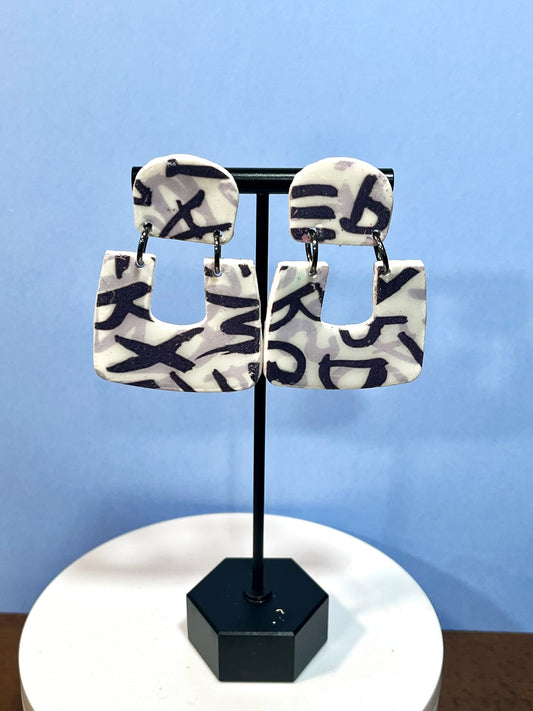 Black and white Chunky polymer earrings