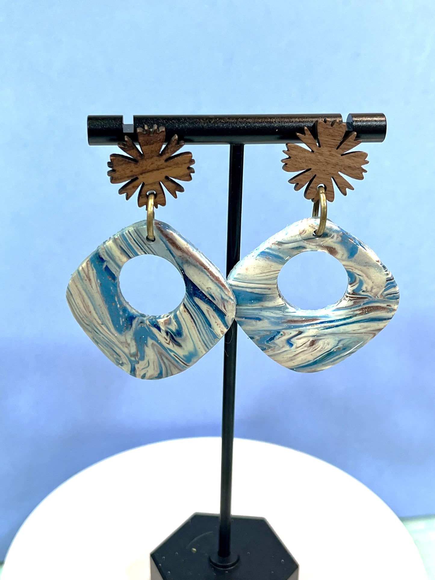 Blue and Copper swirl earrings