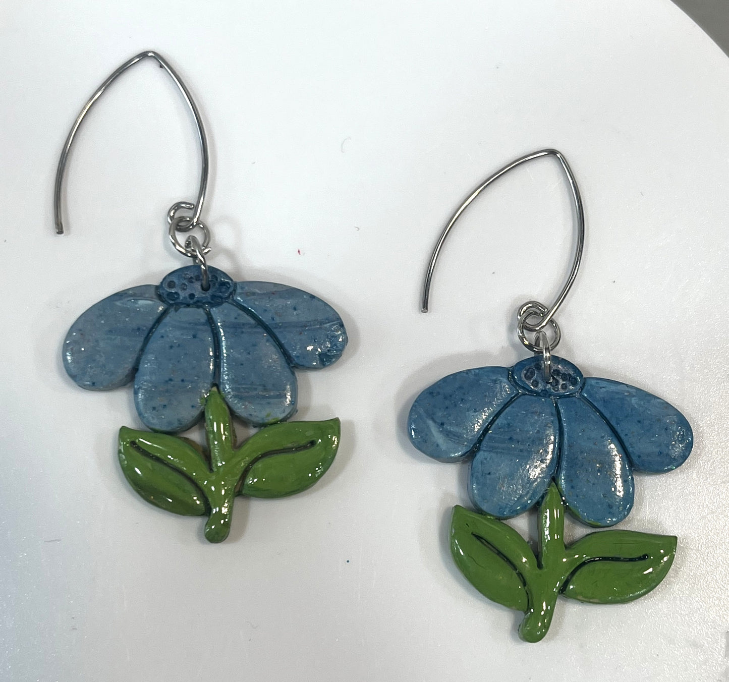 Blue Spring Flowers Polymer Clay Earrings