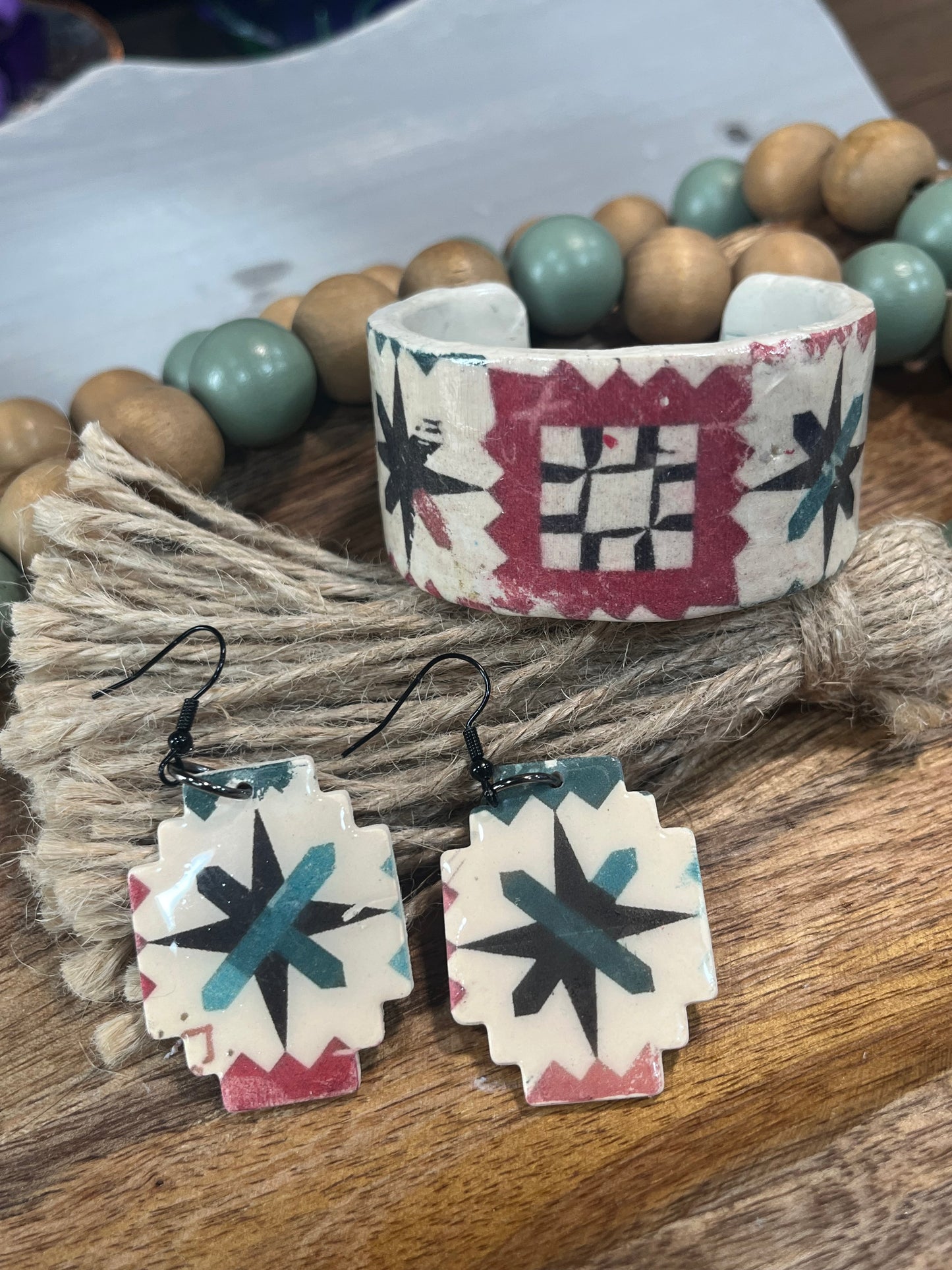 Sante Fe Polymer Inspired Bracelet and Earring Set