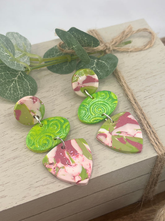 Pink and Green Spring Earrings