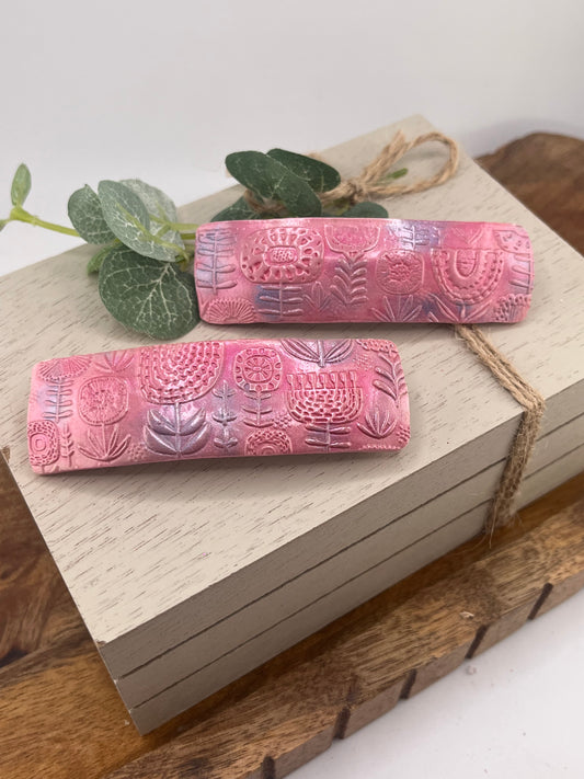 Hair Barrette - Pink with shades of blue