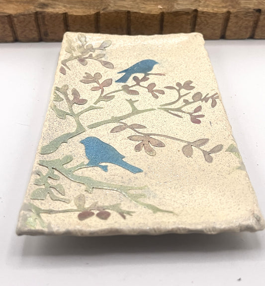 Hand painted Blue Bird Trinket Dish