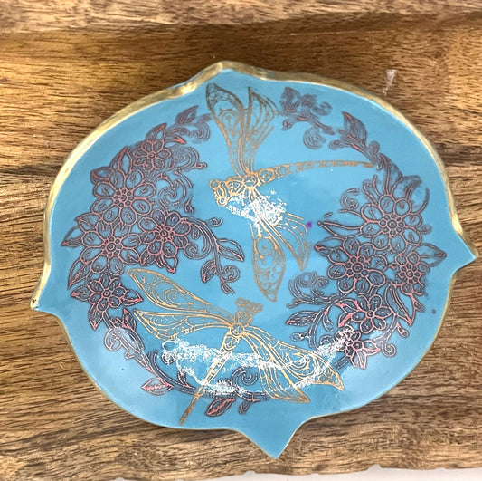Hand Painted Dragon Fly Trinket Dish