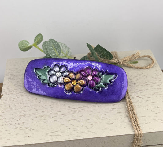 Hair Barrette - Hand Painted in Brilliant Purple