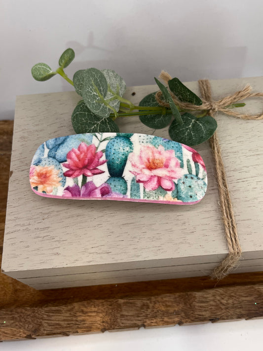 Hair Barrette - Pastel Succulent Pattern