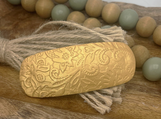 Gold Embossed Hair Barrette