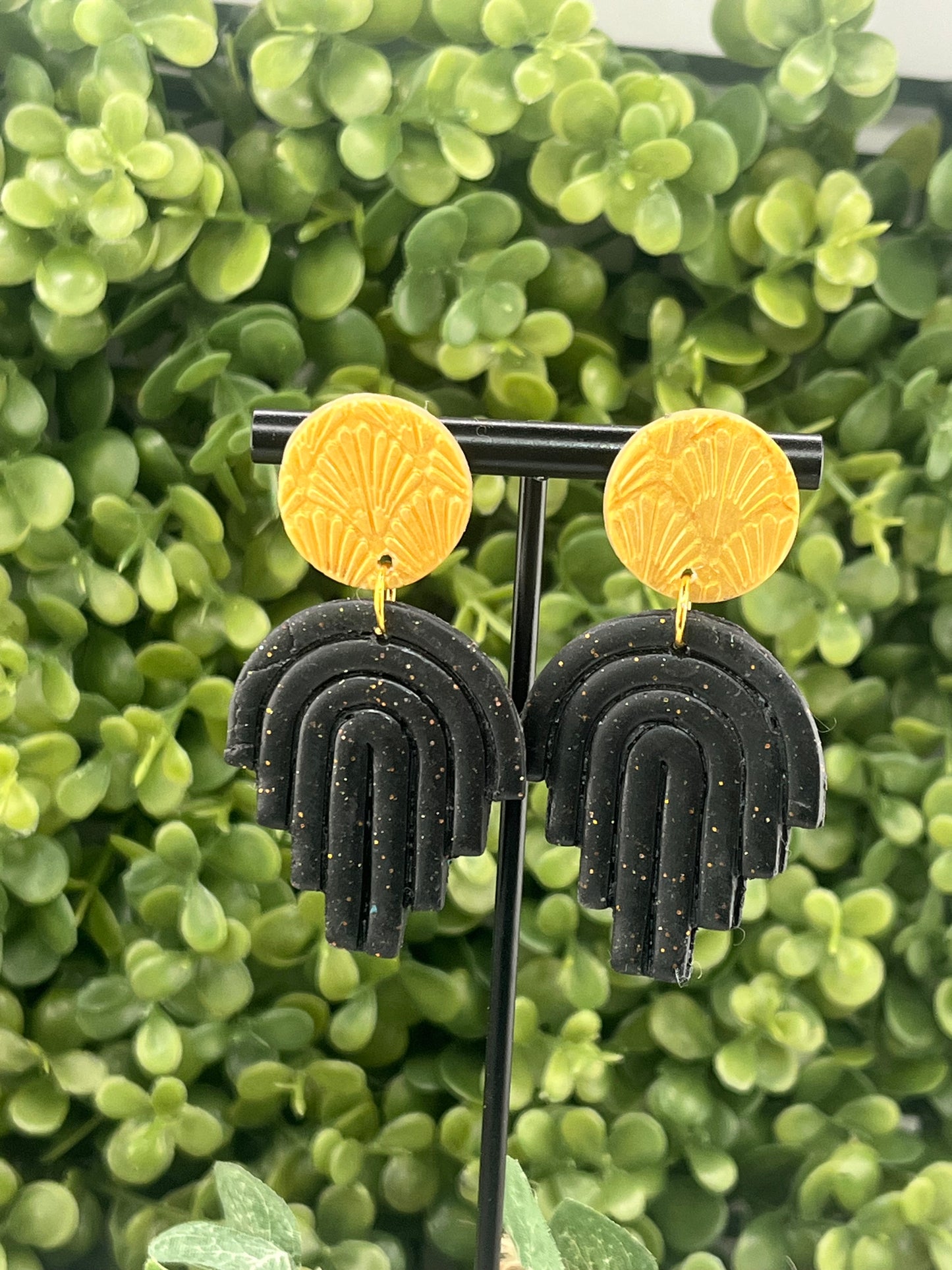 Black and Gold Art Deco Earrings