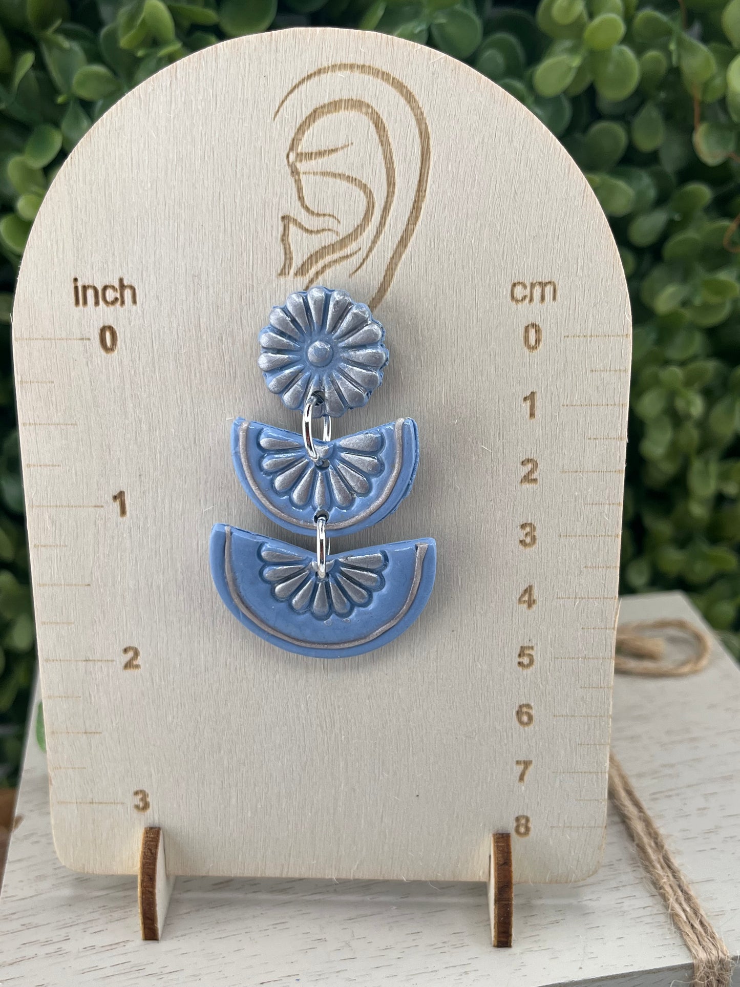 Flor De Barro Tile Designed Earrings - Blue