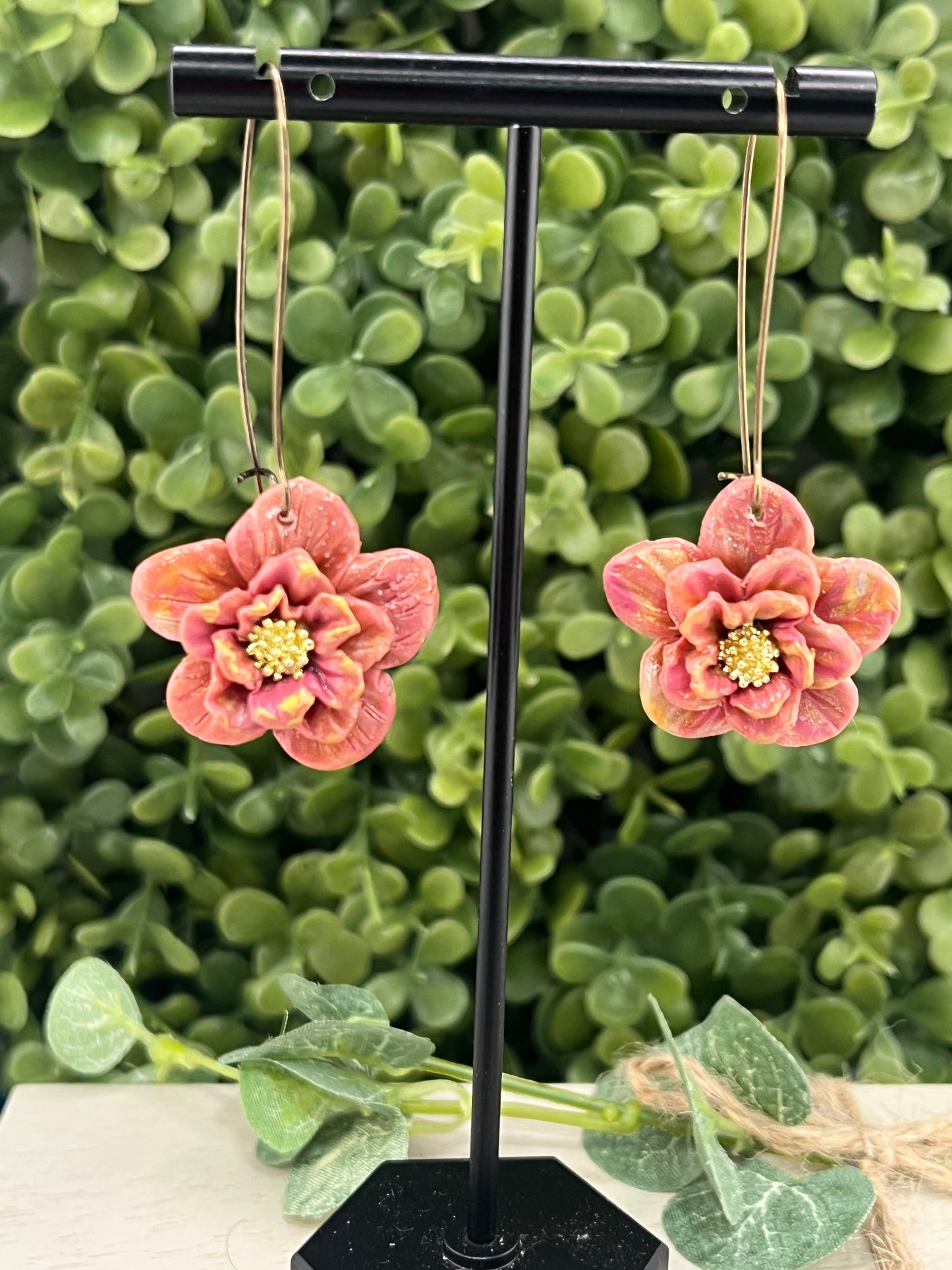 Rose Gold Floral Polymer Clay Earrings