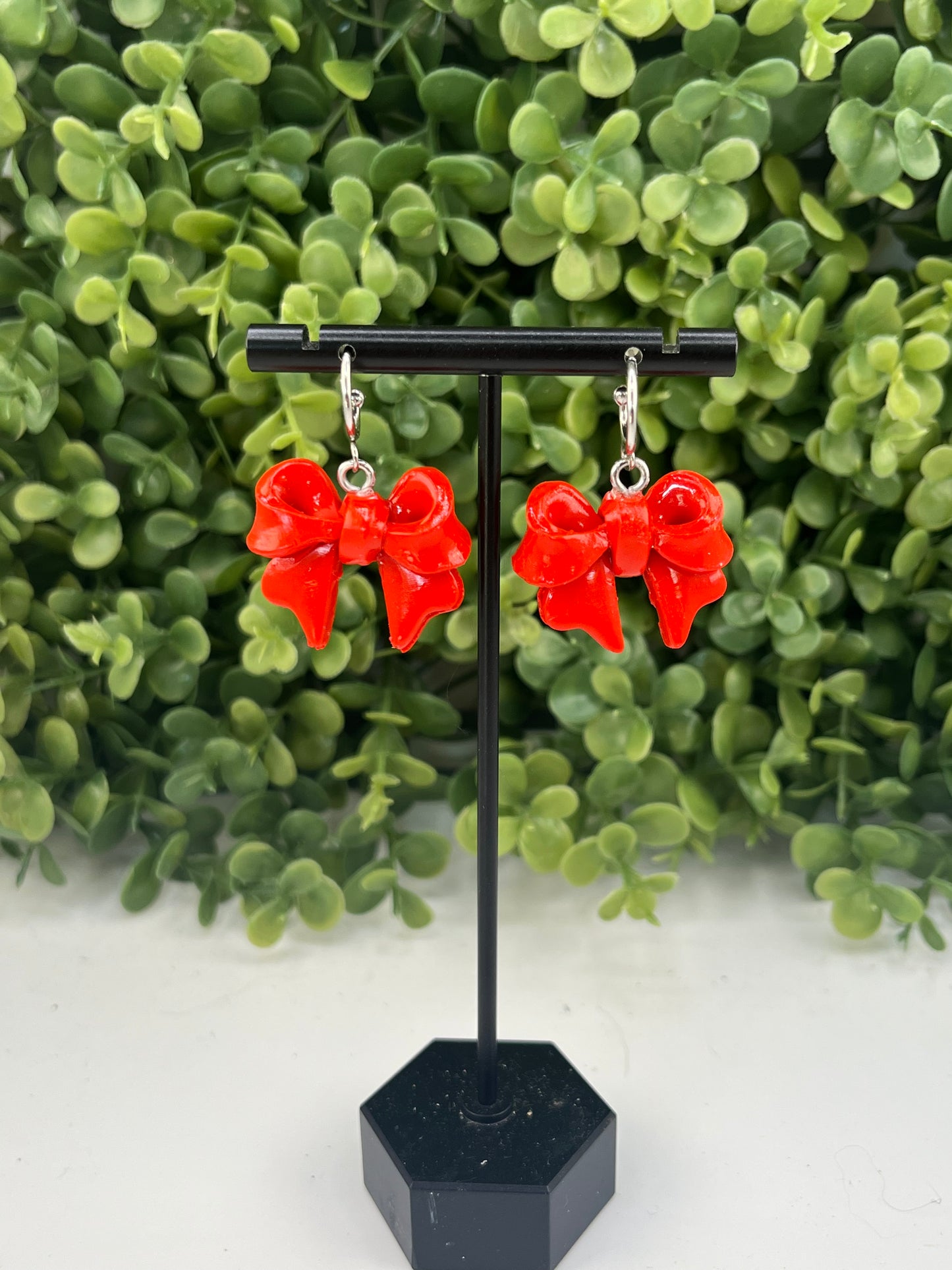 Red Bow Earrings