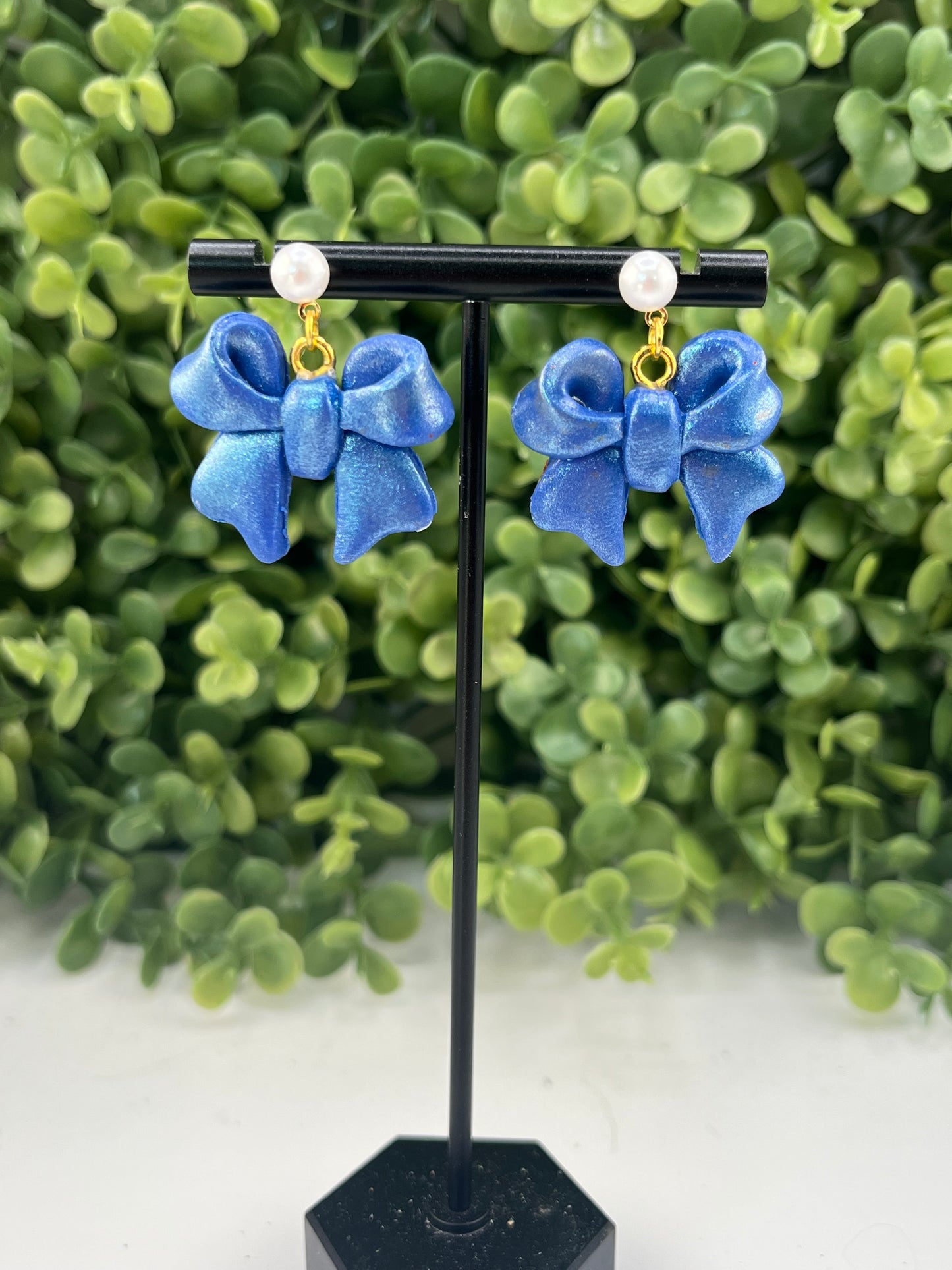 Blue Bow Earrings