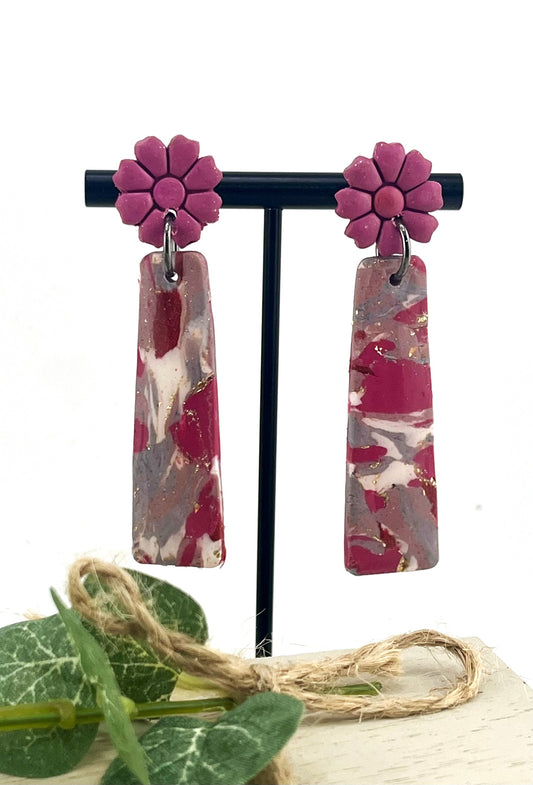 Pink Dangle with flower stud